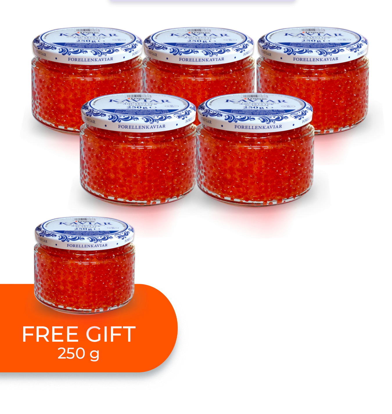 Salmon Trout Caviar, 5 +1 x 250g